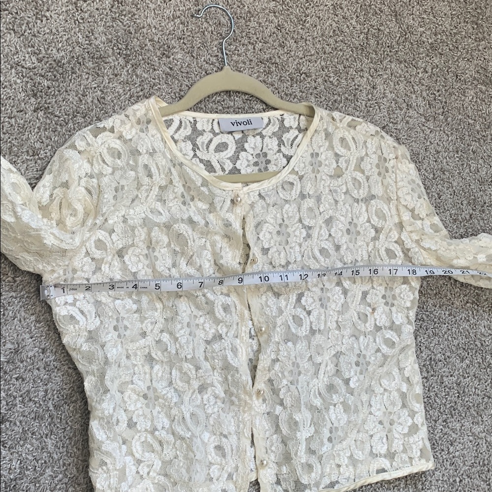 Vintage Vivoli Cream Lace Cardigan - Picture 6 of 7